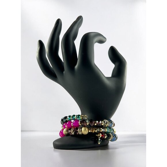 Handmade Bracelet Multicolor Glass Beaded Layered Adjustable Bracelet Costume - Picture 1 of 13